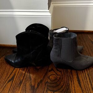 Two pairs size 7 booties - 1 new, 1 like new